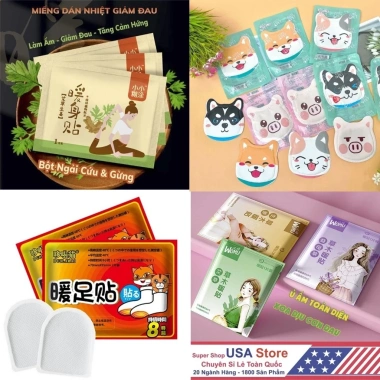 Combo 10-20 miếng Dán Giữ Nhiệt Cơ Thể và Bàn Chân - Giảm giá, Dán Nóng Sưởi Đèn Đỏ, Đau Bụng Kinh