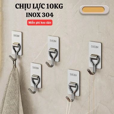 Combo 10-5 Móc Dán Tường Inox 304 Siêu Dính Chịu Lực Đa Năng Bám Vững 3kg