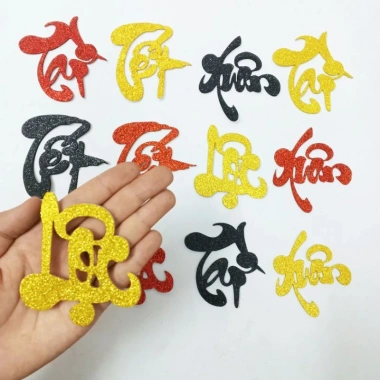 Combo 10 chữ 8cm xốp kim tuyến dán dưa, dừa, mẹt Trang trí Tết giá ưu đãi 30.000đ