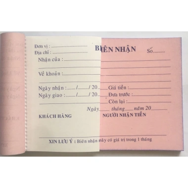 Combo 10 cuốn Biên nhận 2 Liên 3 Liên Ngang - Giá chỉ 100.000đ, in nhanh, giấy dày bền