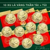 Combo 10 Đồng Xu Lá Vàng Ông Thần Tài - Thỏi Vàng, Quà Lì Xì Tết, Giá Sỉ 80.000đ
