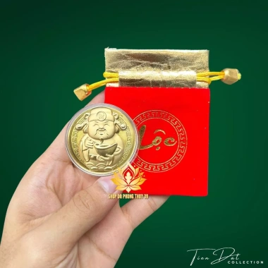 Combo 10 Đồng Xu Lá Vàng Ông Thần Tài - Thỏi Vàng, Quà Lì Xì Tết, Giá Sỉ 80.000đ