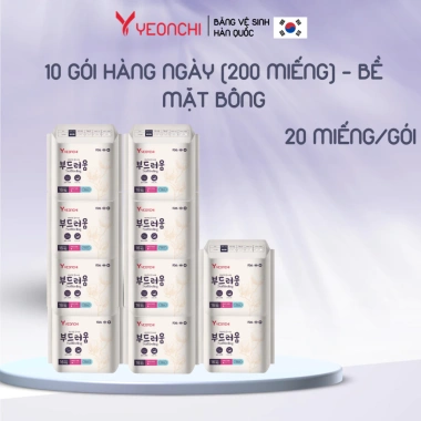 Combo 10 gói băng vệ sinh Yeonchi Softfeeling 16 miếng cao cấp Hàn Quốc - Siêu thấm hút, chỉ 200k