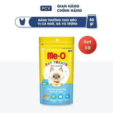Combo 10 gói Bánh Thưởng Me-O vị tôm, cá hồi, cá ngừ, gà, trứng - Tặng Nón BH HĐ299k - Giá chỉ 117.000₫