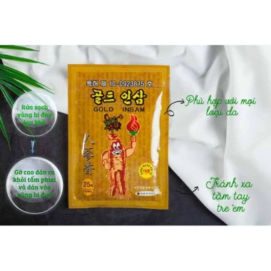 Combo 10 Gói Cao Dán Hồng Sâm Gold Insam Vàng - Giảm Đau Nhanh, Tăng Sức Khỏe, 25 Miếng / Gói - Chỉ 309.000 VND