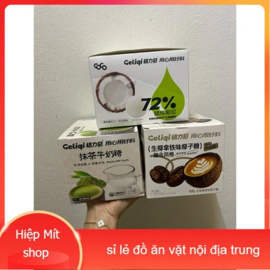 Combo 10 gói kẹo Geliqi dừa, matcha sữa, cà phê dừa - Ăn liền, chỉ 125.000 VND