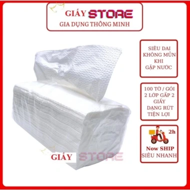Combo 10 gói khăn giấy cao cấp 2 lớp, 100 tờ/1 gói, thấm hút tốt 20x22cm - 115.000₫