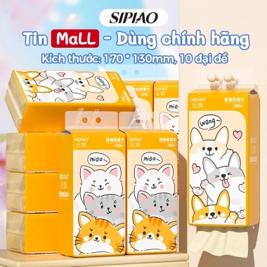Combo 10 Gói Khăn Giấy Mini Mèo SIPIAO 250 Tờ 4 Lớp Cao Cấp - Giá ưu đãi 139.000 VND Combo 10 Gói Khăn Giấy Mini Mèo SIPIAO 250 Tờ 4 Lớp Cao Cấp - Giá ưu đãi 139.000 VND
