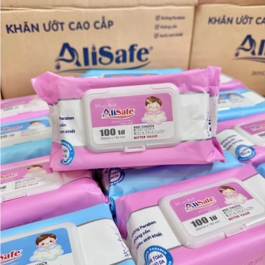 Combo 10 gói Khăn Giấy Uớt Alisafe 100 tờ - An toàn da, tiện lợi du lịch, giá 125.000