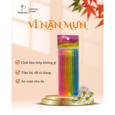 Combo 10 Gói Que Nặn Mụn Pinkmia Đầu Đen va Cây Nặn Inox Cao Cấp Giá Ưu Đãi 174k