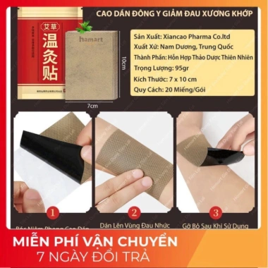 Combo 10 Hộp 200 Miếng Cao Dán Ngải Cứu Vàng - Giảm Đau Vai Gáy, Đa Vùng - Giá 52.220₫ 8 Combo 10 Hộp 200 Miếng Cao Dán Ngải Cứu Vàng - Giảm Đau Vai Gáy, Đa Vùng - Giá 52.220₫ 8