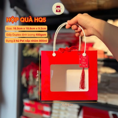 Combo 10 Hộp Giấy Đỏ Quà Tết - Hũ Nhựa Nắp Nhôm 800ml Đựng Khô, Mứt Giá 115k