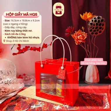 Combo 10 Hộp Giấy Đỏ Quà Tết - Hũ Nhựa Nắp Nhôm 800ml Đựng Khô, Mứt Giá 115k