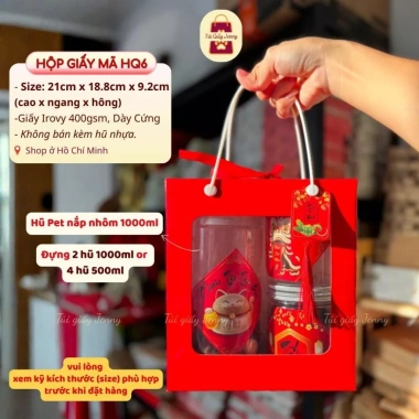 Combo 10 Hộp Giấy Kraft Đỏ HQ6 Đựng Quà Tết 2.026 Hạt Ngũ Cốc Macca và 2 Hũ Pet 1.000-1.200ml Giá ưu đãi 115k