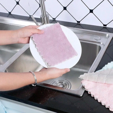 Combo 10 Khăn Lau Bếp 2 Mặt Đa Năng Siêu Thấm Hút Lau tay, bát đĩa, giá 9.800 VNĐ