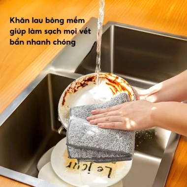 Combo 10 Khăn Lau Vuông Mềm Mịn, Thấm Hút Tốt, 2 Mặt Than Tre Đa Năng Lau Sạch 5
