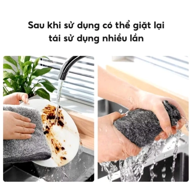 Combo 10 Khăn Lau Vuông Mềm Mịn, Thấm Hút Tốt, 2 Mặt Than Tre Đa Năng Lau Sạch 6