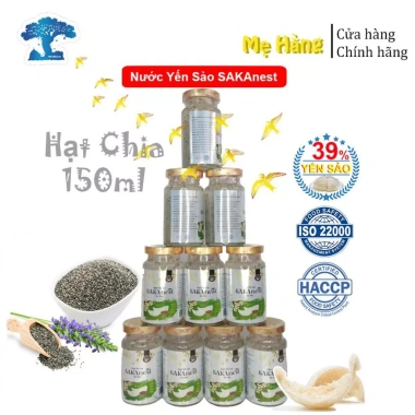 Combo 10 lọ Tổ Yến 39% yến tươi + Hạt Chia Sakanest 150ml không hộp - Tăng sức đề kháng