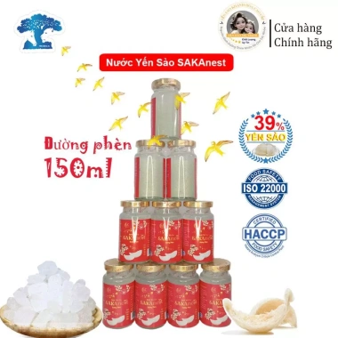 Combo 10 lọ Tổ Yến Chưng Đường Phèn Sakanest 39% yến tươi 150ml - 205.000₫