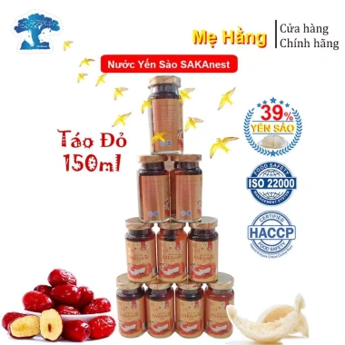 Combo 10 lọ Tổ Yến Chưng Táo Đỏ 39% Yến Tươi 150ml Không Hộp Ưu Đãi 215.000 VND