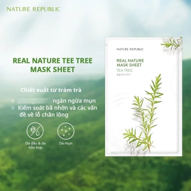 Combo 10 Mặt Nạ Giấy Nature Republic Real Nature Tea Tree 23ml - Cấp Ẩm, Giảm Mụn, Se Khít Lỗ Chân Lông - Giá 171.500₫ 2 Combo 10 Mặt Nạ Giấy Nature Republic Real Nature Tea Tree 23ml - Cấp Ẩm, Giảm Mụn, Se Khít Lỗ Chân Lông - Giá 171.500₫ 2