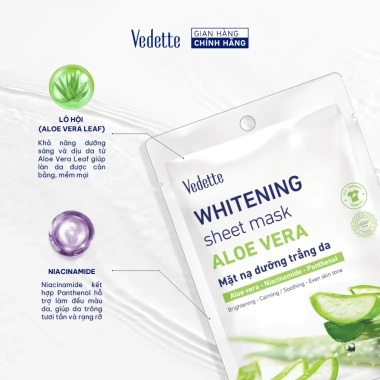 Combo 10 Mặt nạ giấy trắng da Vedette 22ml - Dưỡng ẩm, làm sáng da, Giá chỉ 189.000₫