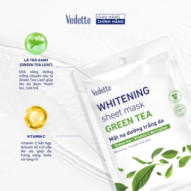 Combo 10 Mặt nạ giấy trắng da Vedette 22ml - Dưỡng ẩm, làm sáng da, Giá chỉ 189.000₫