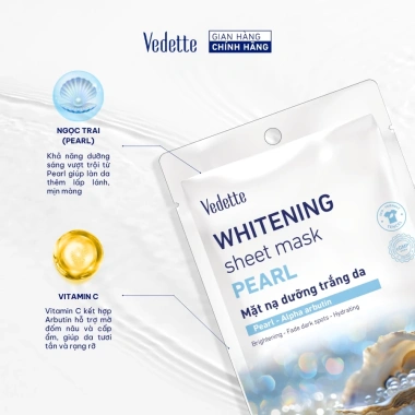 Combo 10 Mặt nạ giấy trắng da Vedette 22ml - Dưỡng ẩm, làm sáng da, Giá chỉ 189.000₫