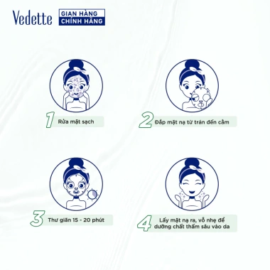 Combo 10 Mặt nạ giấy trắng da Vedette 22ml - Dưỡng ẩm, làm sáng da, Giá chỉ 189.000₫