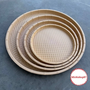 Combo 10 mẹt bún giả mây tre đan đa size 28-34-42-52cm - đựng bún, đậu, đồ ăn vặt, mẹt gà - Nhựa Song Long