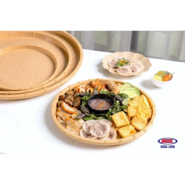 Combo 10 mẹt bún giả mây tre đan đa size 28-34-42-52cm - đựng bún, đậu, đồ ăn vặt, mẹt gà - Nhựa Song Long