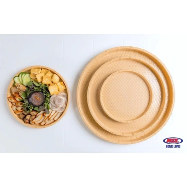 Combo 10 mẹt bún giả mây tre đan đa size 28-34-42-52cm - đựng bún, đậu, đồ ăn vặt, mẹt gà - Nhựa Song Long