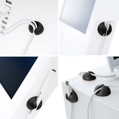 Combo 10 miếng dán giữ dây cáp sạc USB mini - Kẹp giữ dây sạc màu đen, Giá 26.000đ