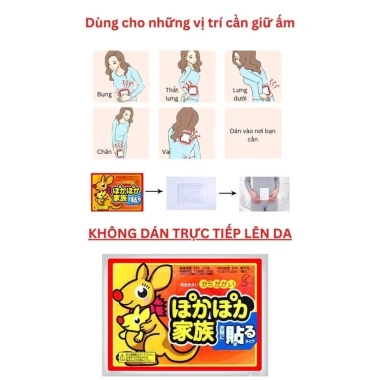 Combo 10 miếng dán giữ nhiệt cơ thể, bàn chân - Sưởi ấm ngày, đèn đỏ, giảm đau bụng kinh, 34.000₫ 6 Combo 10 miếng dán giữ nhiệt cơ thể, bàn chân - Sưởi ấm ngày, đèn đỏ, giảm đau bụng kinh, 34.000₫ 6