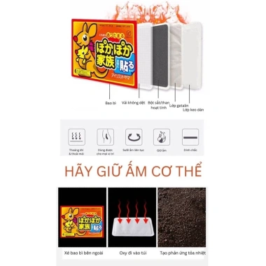Combo 10 miếng dán giữ nhiệt cơ thể, bàn chân - Sưởi ấm ngày, đèn đỏ, giảm đau bụng kinh, 34.000₫ 8 Combo 10 miếng dán giữ nhiệt cơ thể, bàn chân - Sưởi ấm ngày, đèn đỏ, giảm đau bụng kinh, 34.000₫ 8