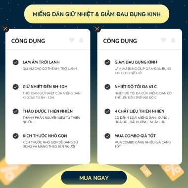 Combo 10 miếng Dán Giữ Nhiệt & Giảm Đau Bụng Kinh - Sưởi ấm mùa đông, giá 62.050₫