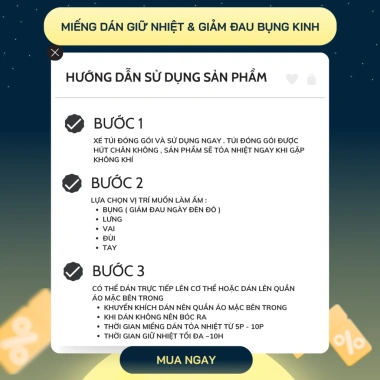 Combo 10 miếng Dán Giữ Nhiệt & Giảm Đau Bụng Kinh - Sưởi ấm mùa đông, giá 62.050₫