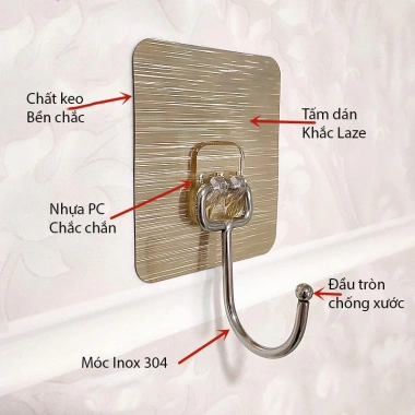 Combo 10 Móc Bạc Dán Tường Inox 304 Siêu Dính Chịu Lực Đa Năng Treo Đồ - 18.899₫