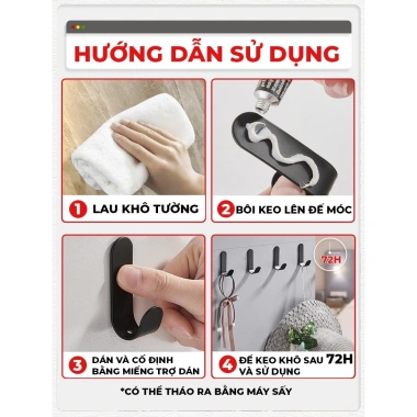 Combo 10 Móc Chữ J Dán Tường, Treo Đồ Chịu Lực 10kg - Giá 29.000₫ 6