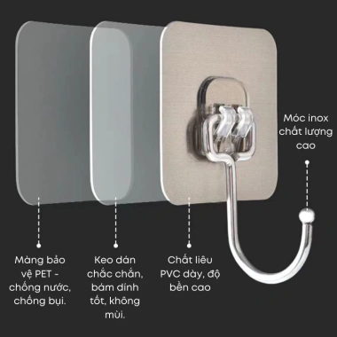 Combo 10 móc dán tường chịu lực dính - Treo đồ không cần khoan, chỉ 18.000đ 2