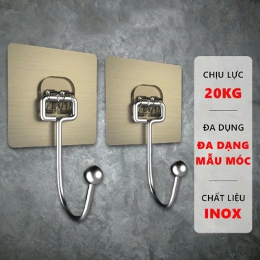 Combo 10 móc dán tường EMOMART inox 304 - keo siêu dính, chịu tới 20kg, chỉ 12.000₫