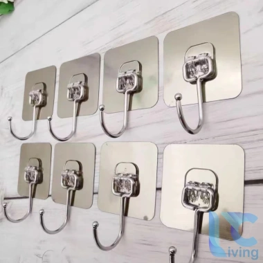 Combo 10 Móc Dán Tường Living C Siêu Bền: Móc Inox & Nhựa Treo Quần Áo Đồ Dùng