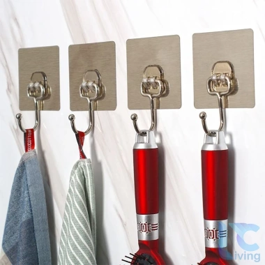 Combo 10 Móc Dán Tường Living C Siêu Bền: Móc Inox & Nhựa Treo Quần Áo Đồ Dùng