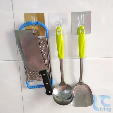Combo 10 Móc Dán Tường Living C Siêu Bền: Móc Inox & Nhựa Treo Quần Áo Đồ Dùng