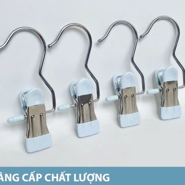 Combo 10 móc kẹp đa năng thép không gỉ, đầu bọc silicon chống tuột, treo quần áo 2