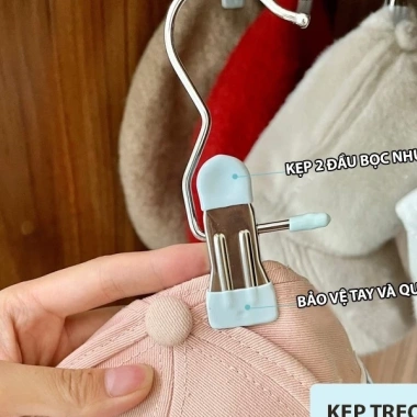 Combo 10 móc kẹp đa năng thép không gỉ, đầu bọc silicon chống tuột, treo quần áo 4