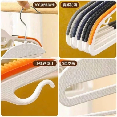 Combo 10 móc treo quần áo chống trượt, đệm cầu vai cao su xoay 360, đa năng nhựa cao cấp, bền chịu nặng - 34.898₫ 8