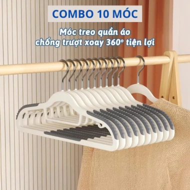 Combo 10 Móc Treo Quần Áo Chống Trượt Xoay 360 Độ Nhựa Cao Cấp Bền Bỉ Ưu Đãi 9.996₫