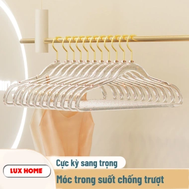 Combo 10 móc treo quần áo trong suốt, đầu móc xoay 360, chống trượt, giá chỉ 39.100₫ 7