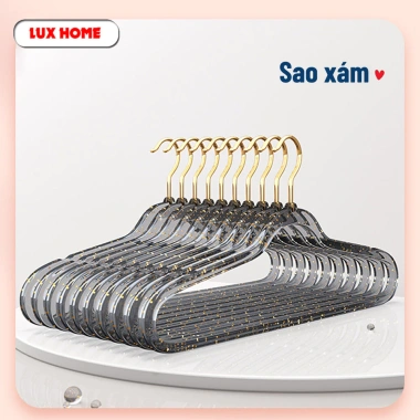 Combo 10 móc treo quần áo trong suốt, đầu móc xoay 360, chống trượt, giá chỉ 39.100₫ 10